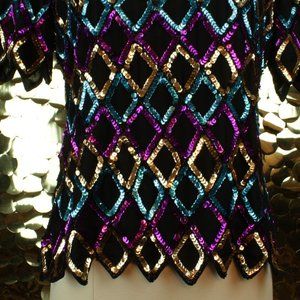 Teal + Gold + Purple Stenay Confetti Sequin Top